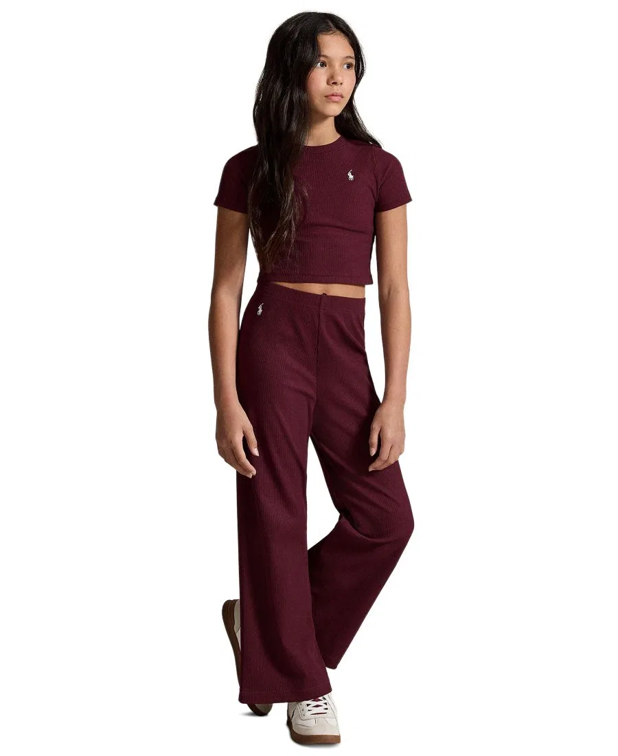 Штаны широкие женские Ribbed Wide-Leg Pant Polo Ralph Lauren, Rich Ruby — фото 3