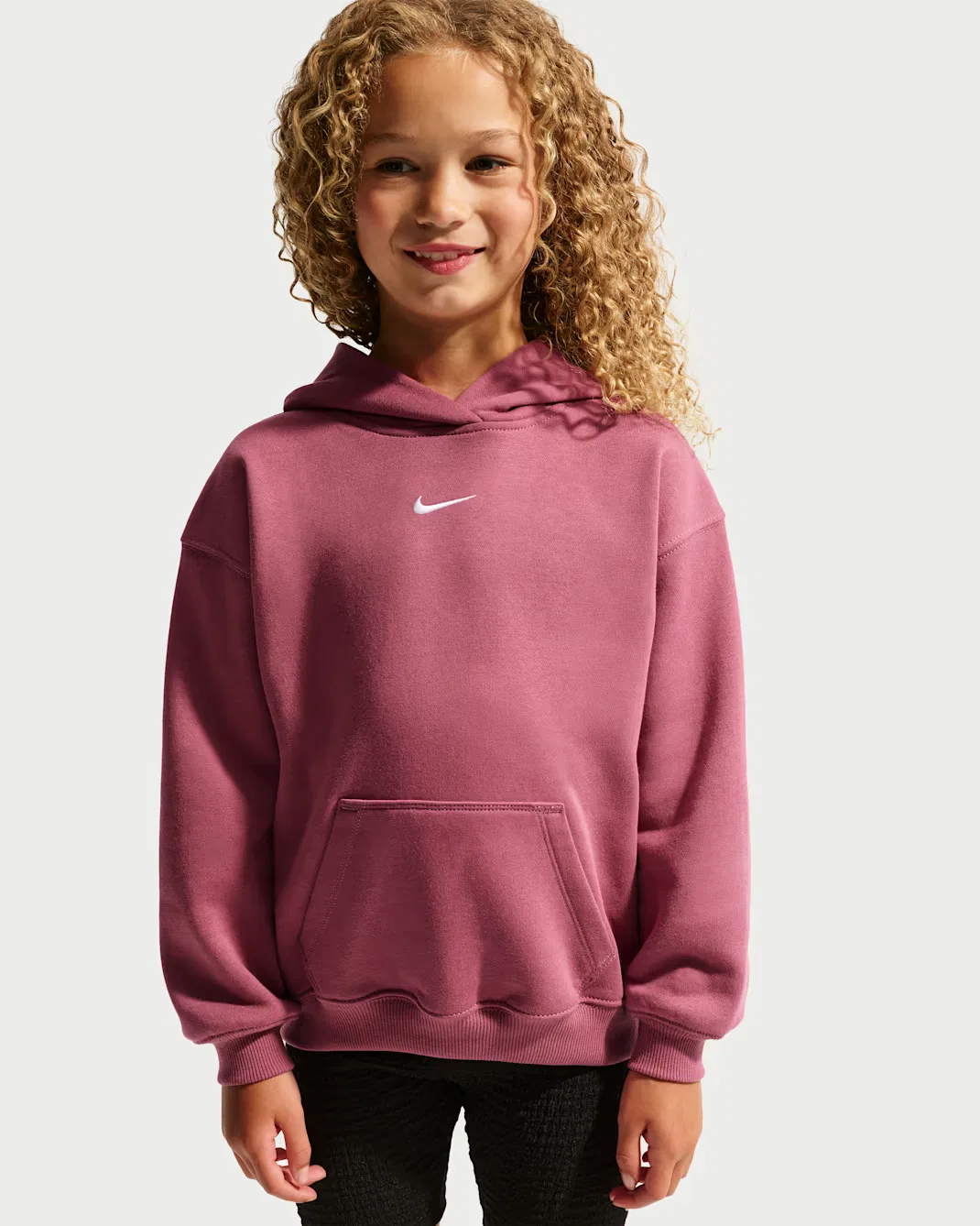 Детская флисовая толстовка с капюшоном от Studio Nike Sportswear, Pink Smoke
