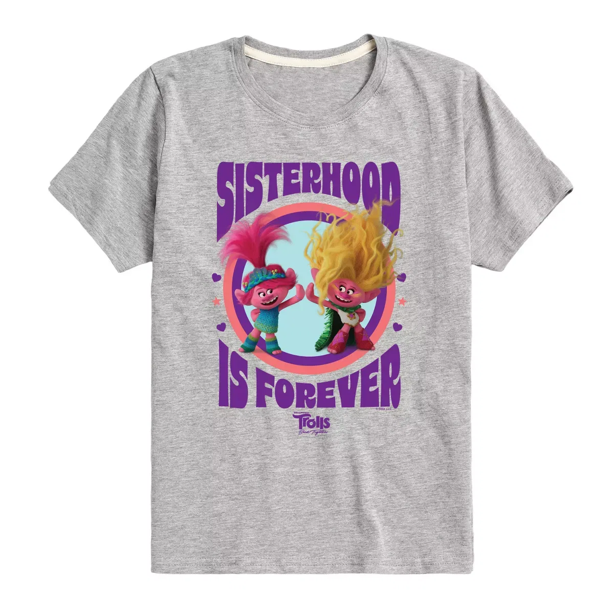 Детская футболка с принтом Trolls Sisterhood Is Forever Trolls, Black