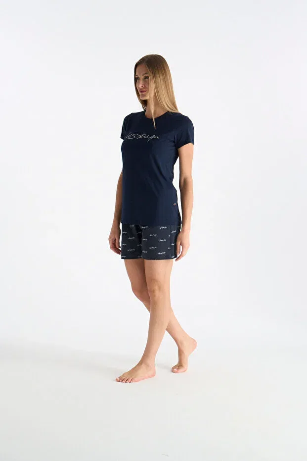 Женский комплект пижамы с коротким рукавом U.S. Polo Assn., Navy Blue — фото 2