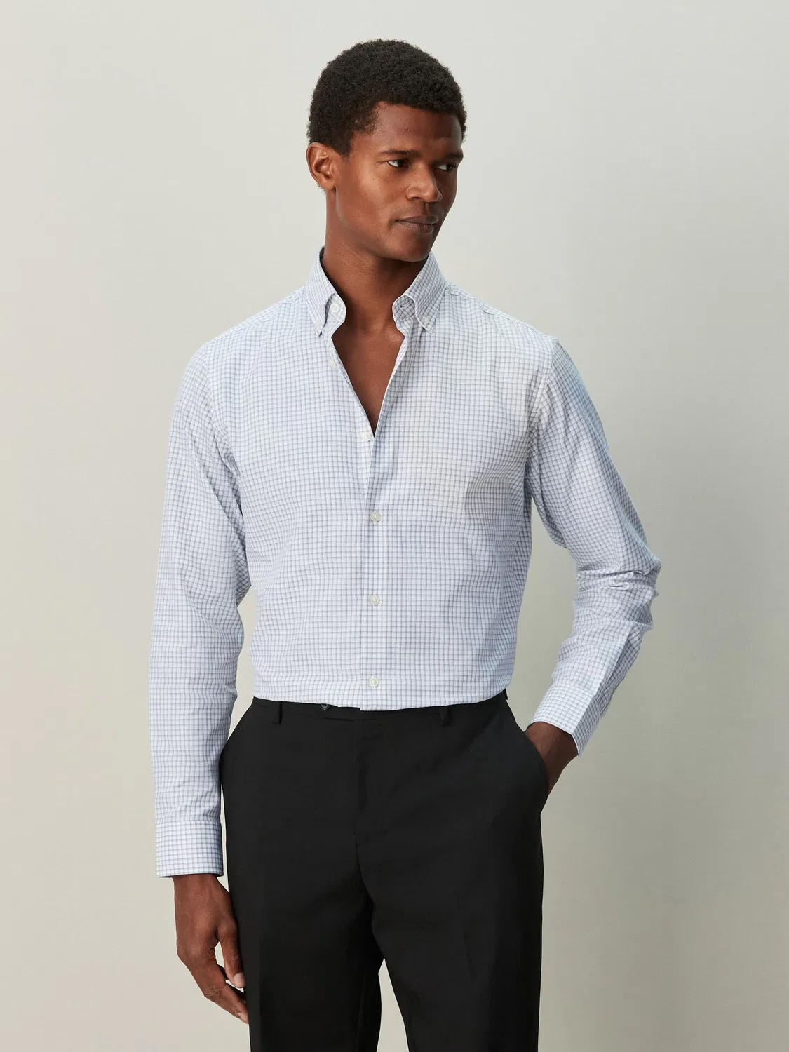 Рубашка формальная длинный рукав, Slim Fit Next, Grey Gingham — фото 2