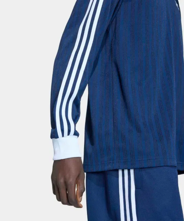 Футболка с длинным рукавом пике футбольная Adidas, ночной индиго — фото 4