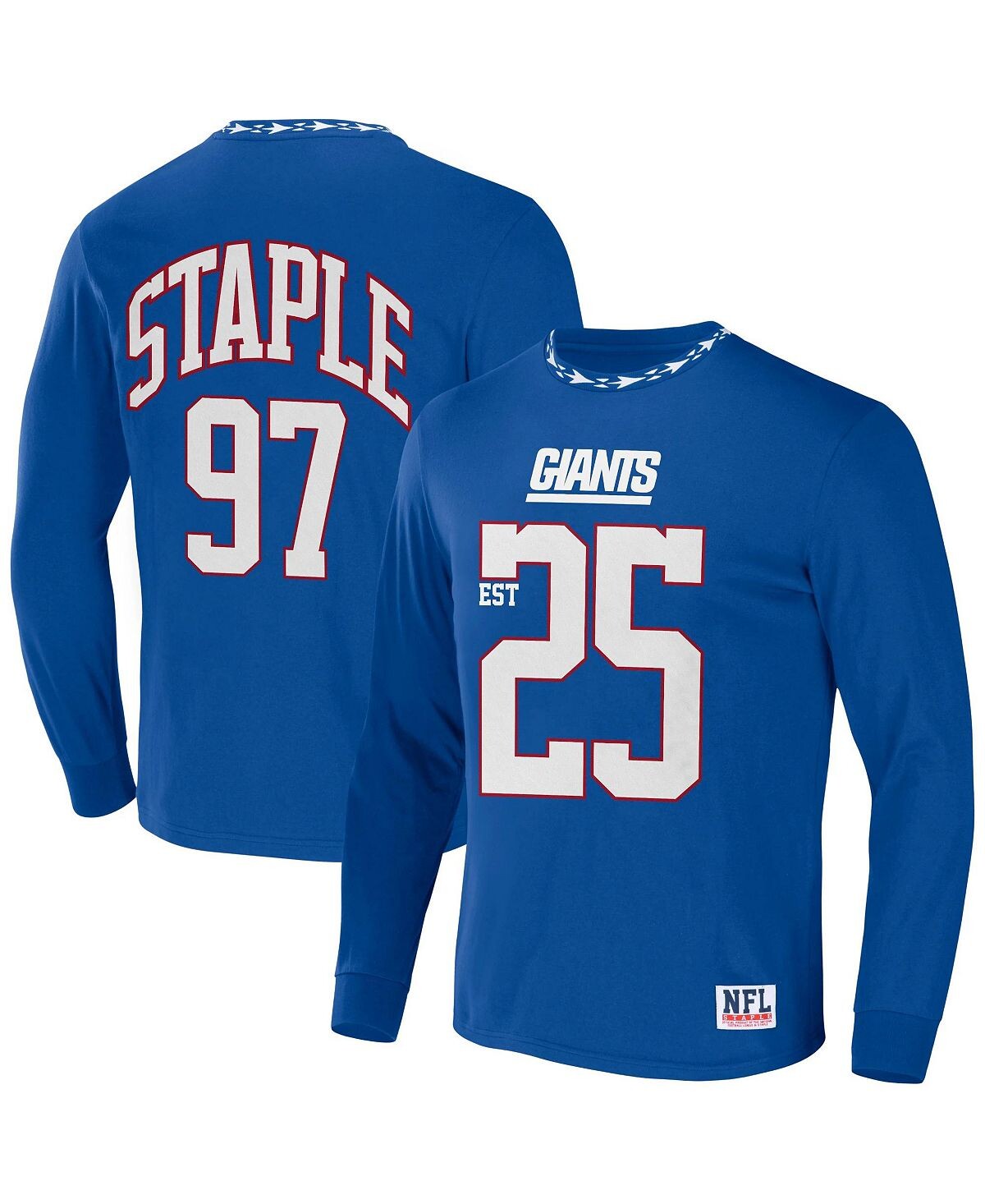 

Мужская футболка nfl x staple blue new york giants core с длинным рукавом в стиле джерси NFL Properties, синий