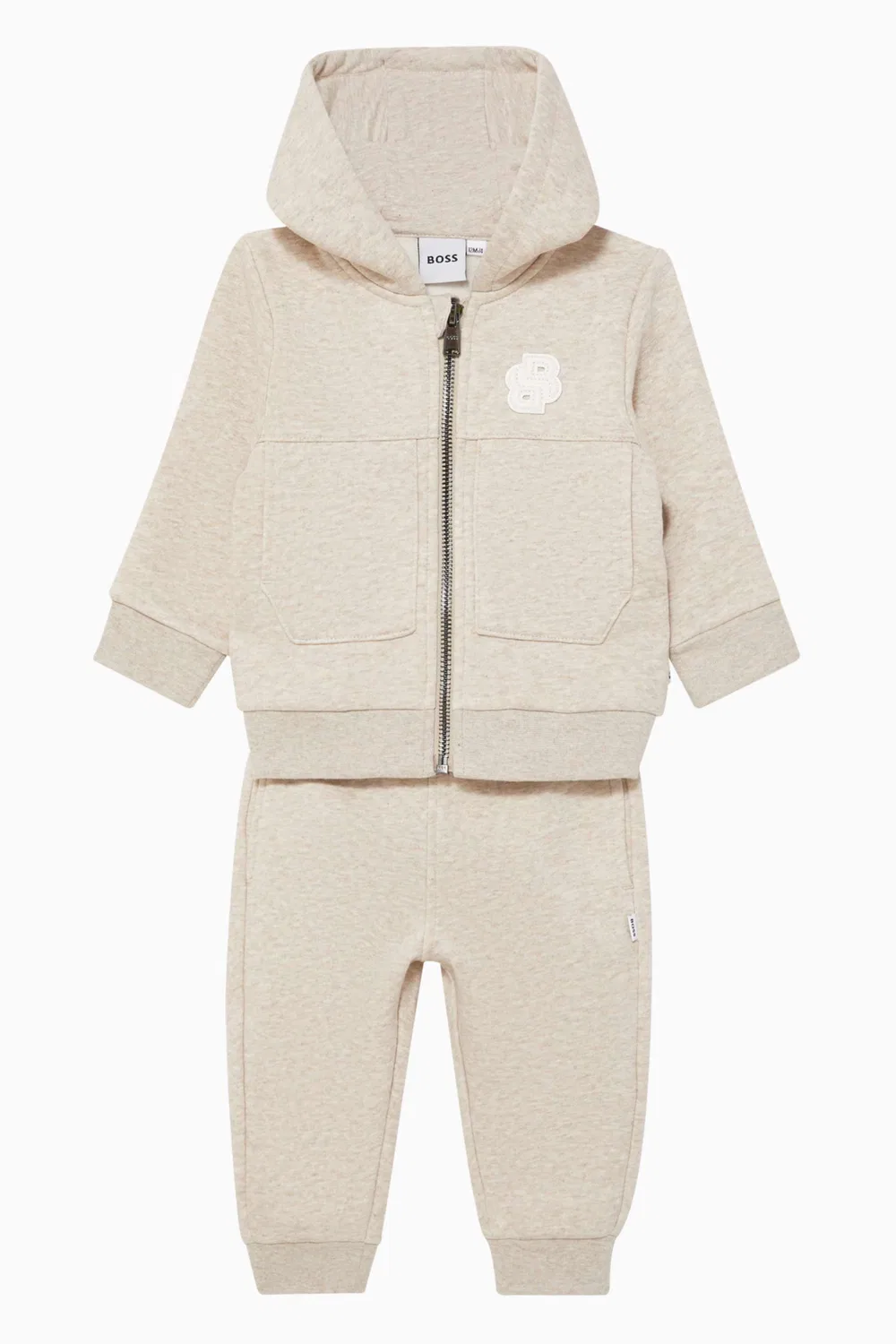 Комплект худи и штанов из начесанного флиса с логотипом BOSS Kidswear