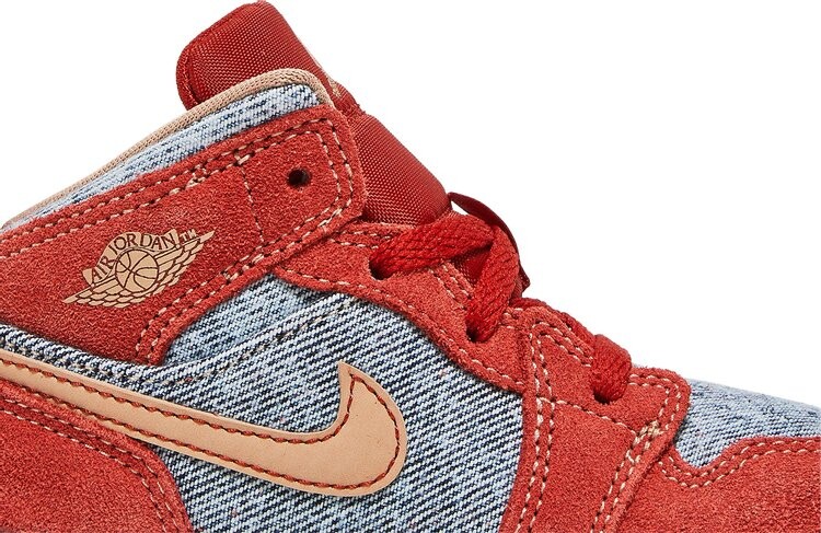 Кроссовки Air Jordan 1 Mid SE TD Denim Red, красный — фото 2