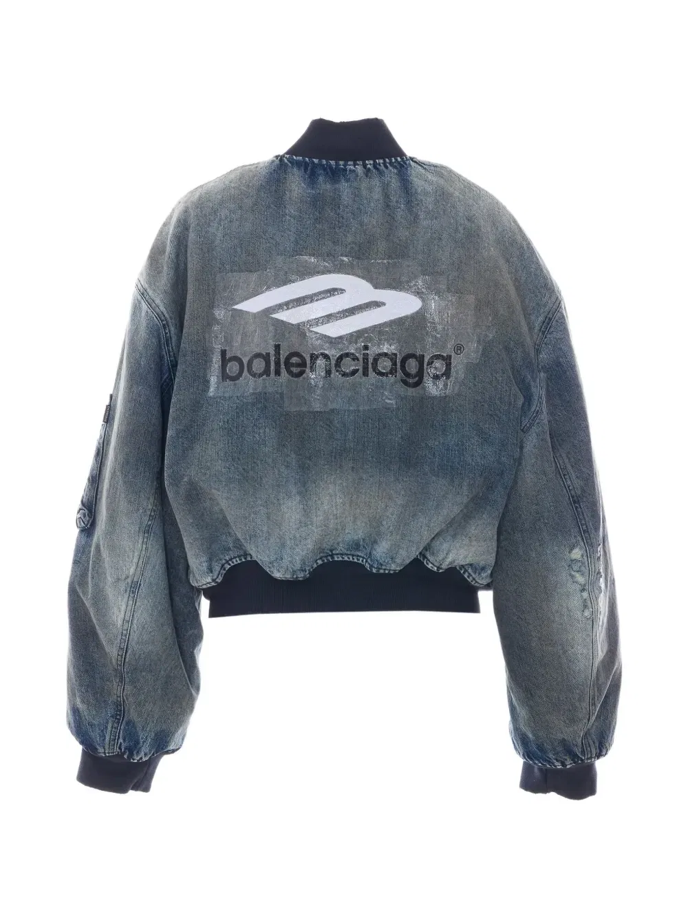 Бомбер с эффектом потертости Balenciaga, синий — фото 2