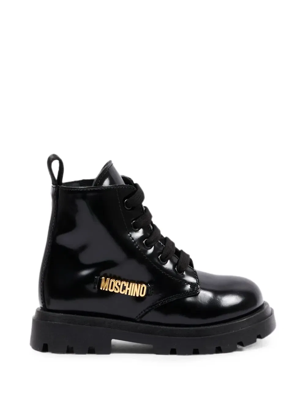 Шнурованные ботинки с логотипом Moschino Kids, черный