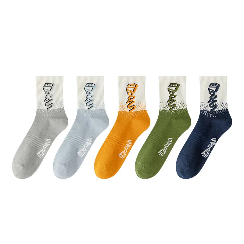 Детские носки до середины икры, набор из 5 пар, 5 Pack[Combo 1]Light Gray+Light Blue+Ginger Yellow+Emerald Green+Navy Blue, MIIOW