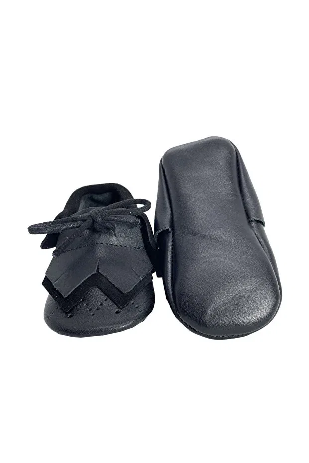 Детские пинетки из натуральной кожи Evokids, Black — фото 3