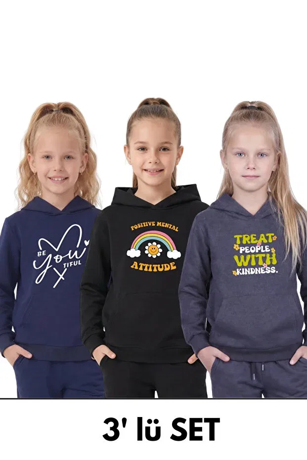 Детский комплект свитшотов с принтом Panios Kids, Navy Black Smoked