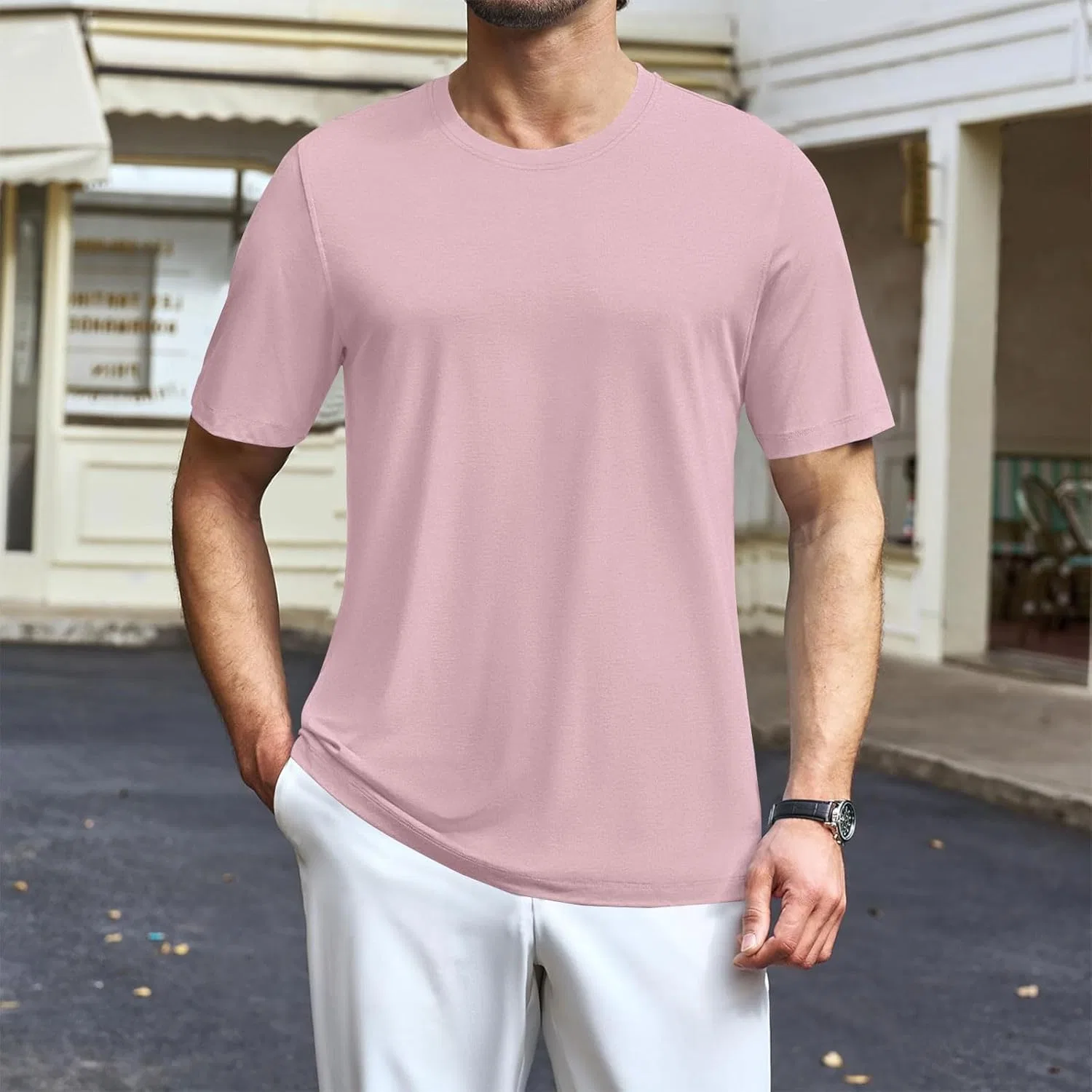 Мужская футболка с круглым вырезом, Lightweight Breathable, Pink — фото 2