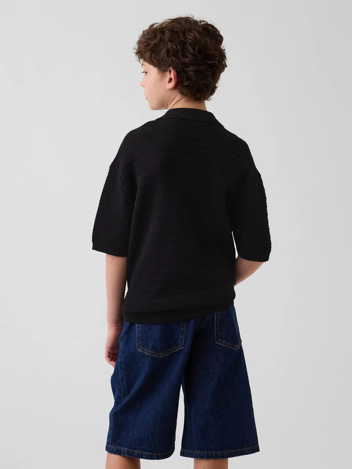Повседневная рубашка-поло Gap Relaxed Polo Shirt, черный — фото 2