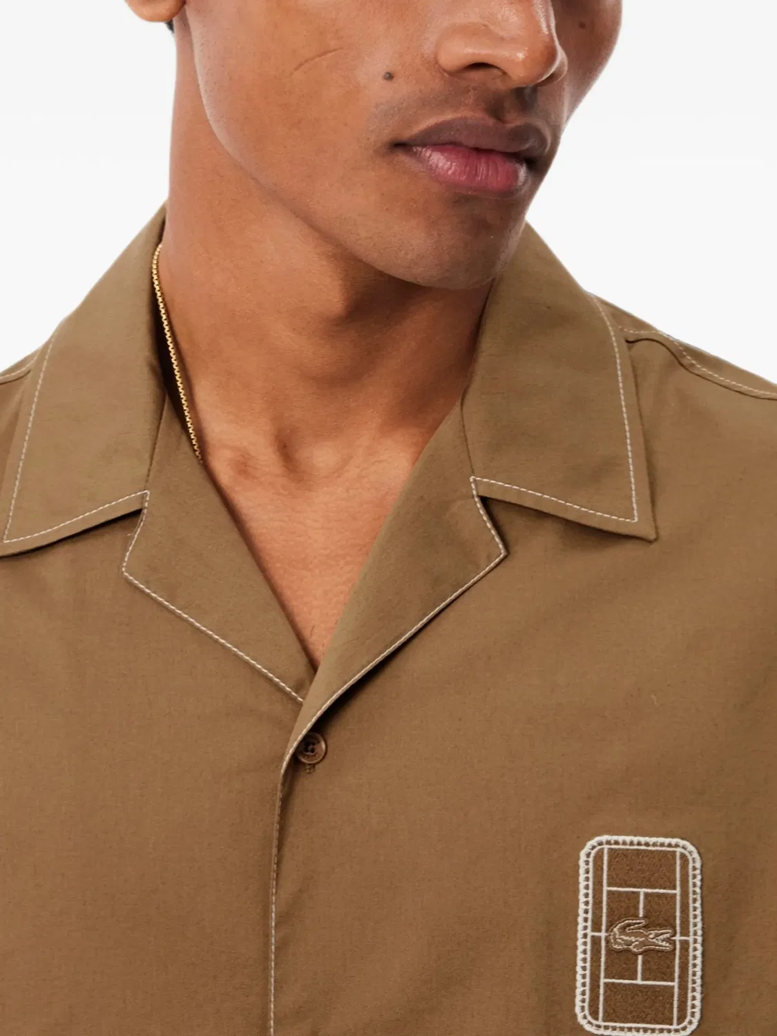 Хлопковая рубашка коричневого цвета Lacoste, коричневый — фото 4