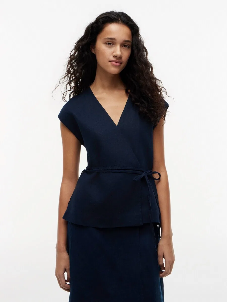 Жилет для костюма TOMMY HILFIGER 'Blend Wrap Waistcoat' темно-синего цвета — фото 2
