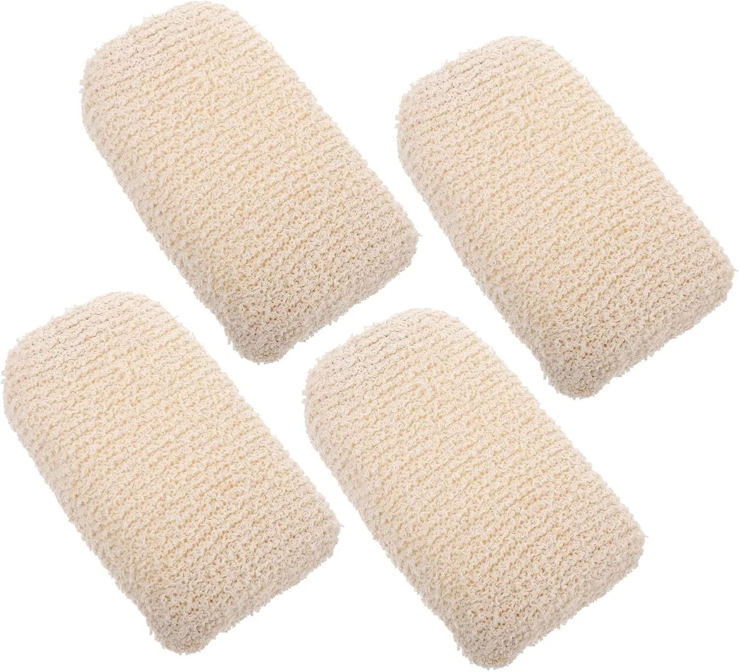 Мочалка для ванны из хлопка и льна TEHAUX, 4 шт, 15x10x4 см, Beige