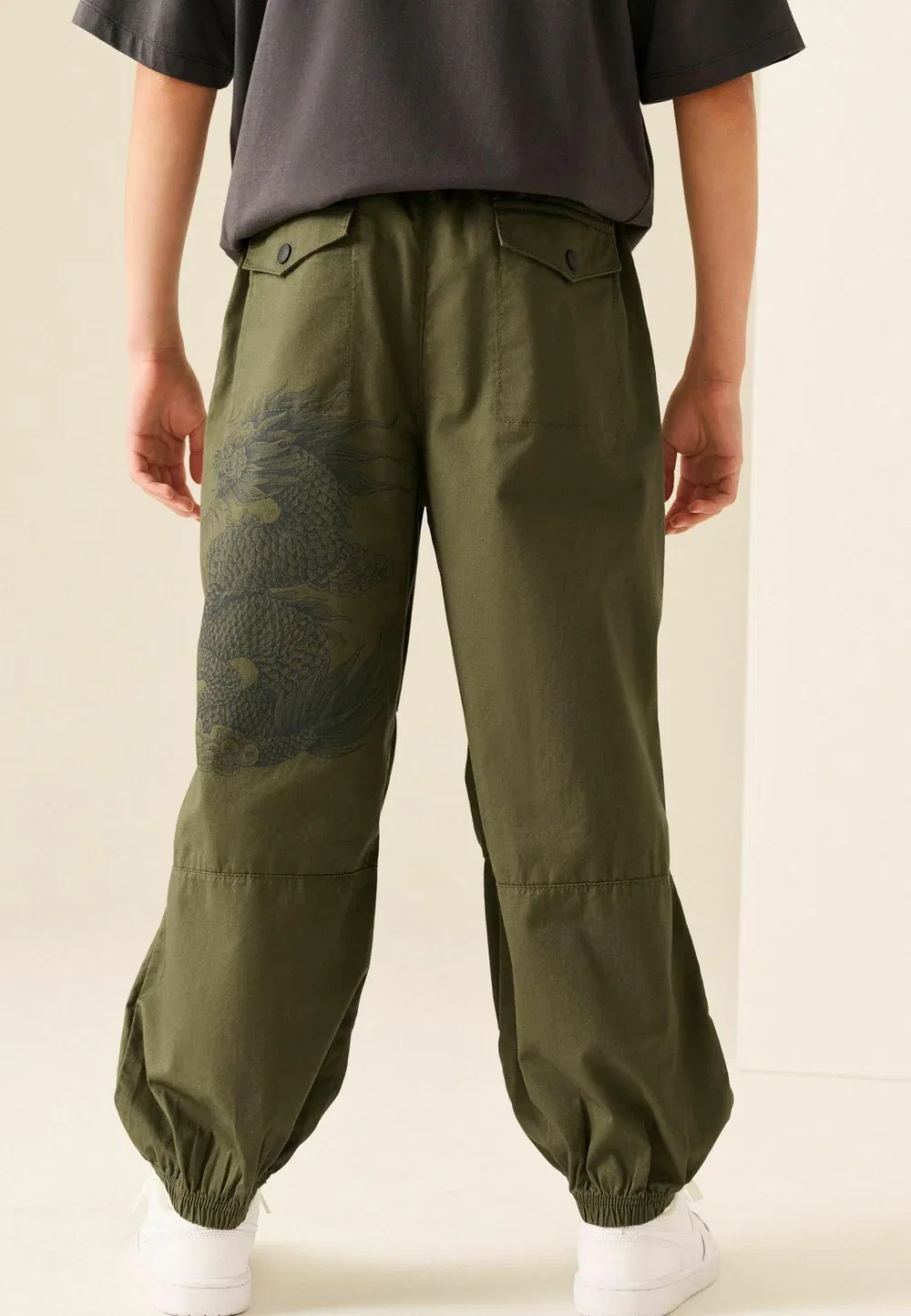 Брюки-Парашюты стандартного кроя - очень широкие - брюки Next, Khaki Green — фото 3
