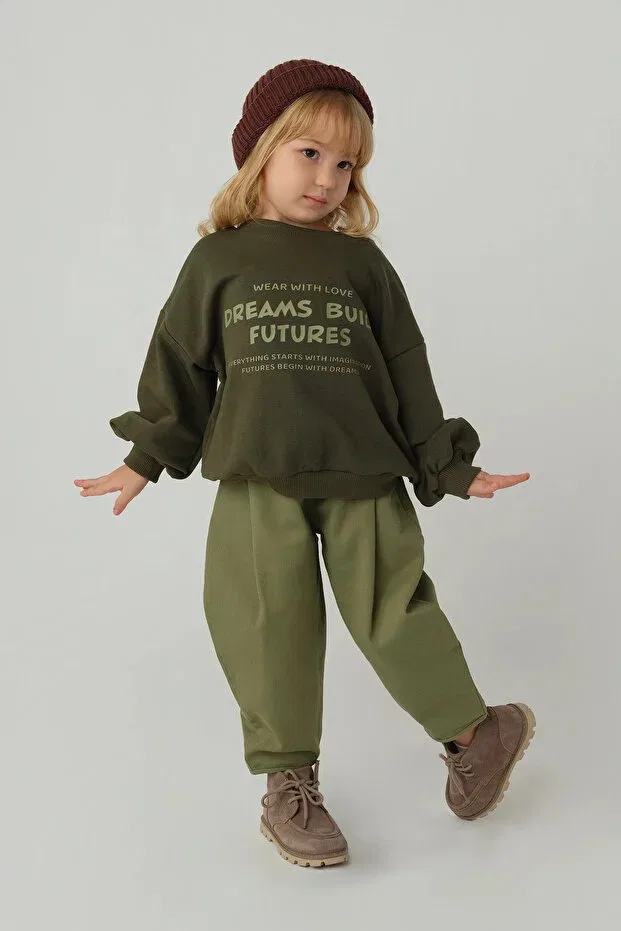 Детские свитшот с принтом для девочек Mioma Kids, Khaki