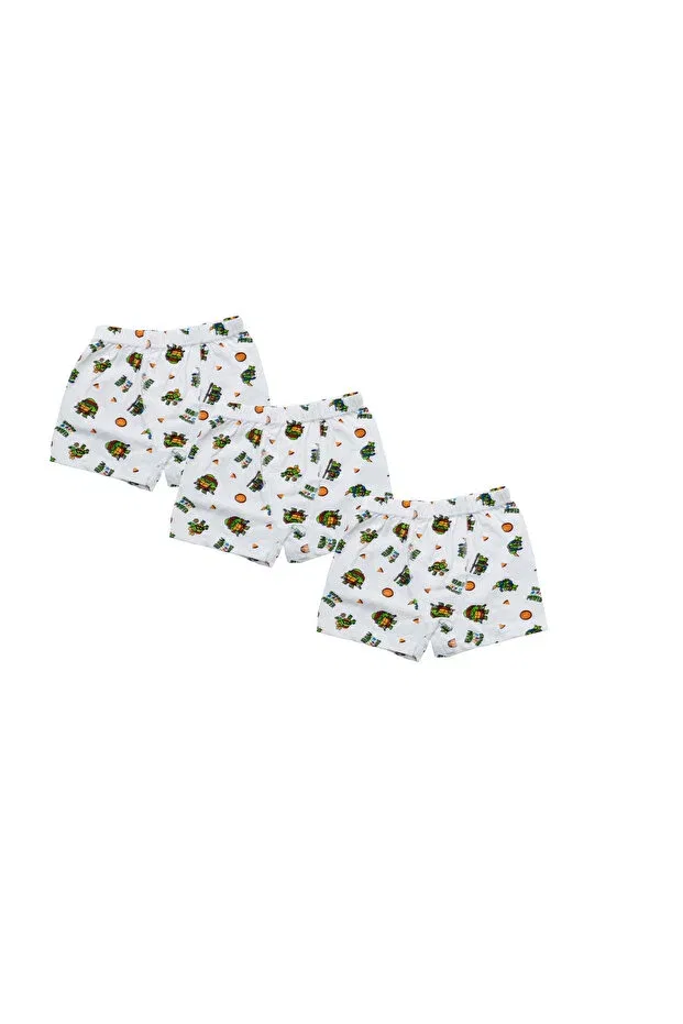 Детские боксеры для мальчиков с принтом 3-шт Turtle patterned Iwings, White