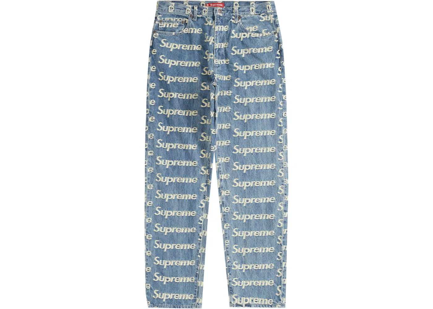 Мужские джинсы с принтом Frayed Logos Supreme, Blue