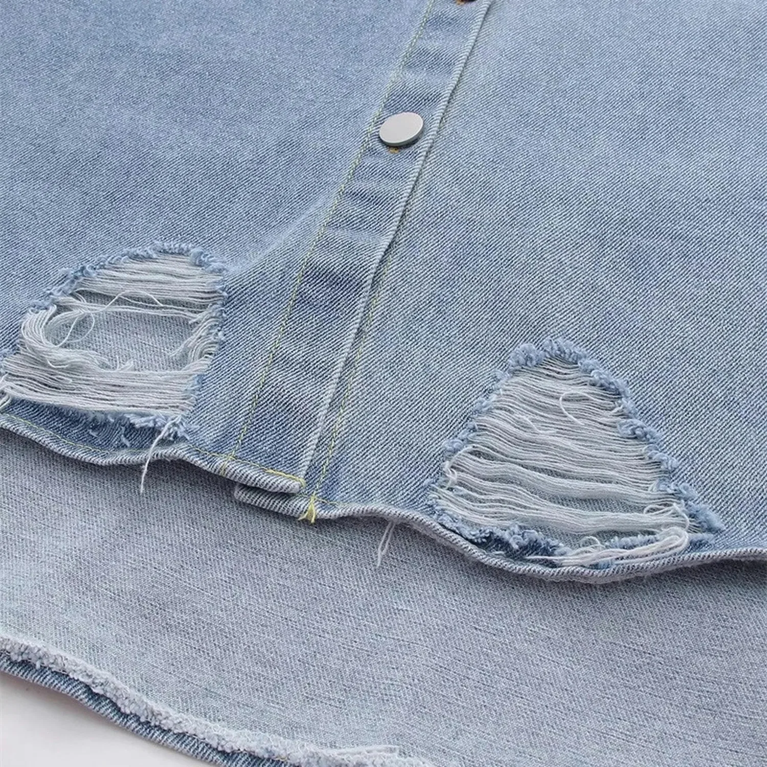 Женская джинсовая куртка с длинным рукавом, синяя, Blu Denim — фото 3