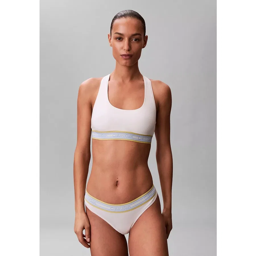 Женский спортивный бюстгальтер с логотипом и эластичным поясом, Calvin Klein, Белый