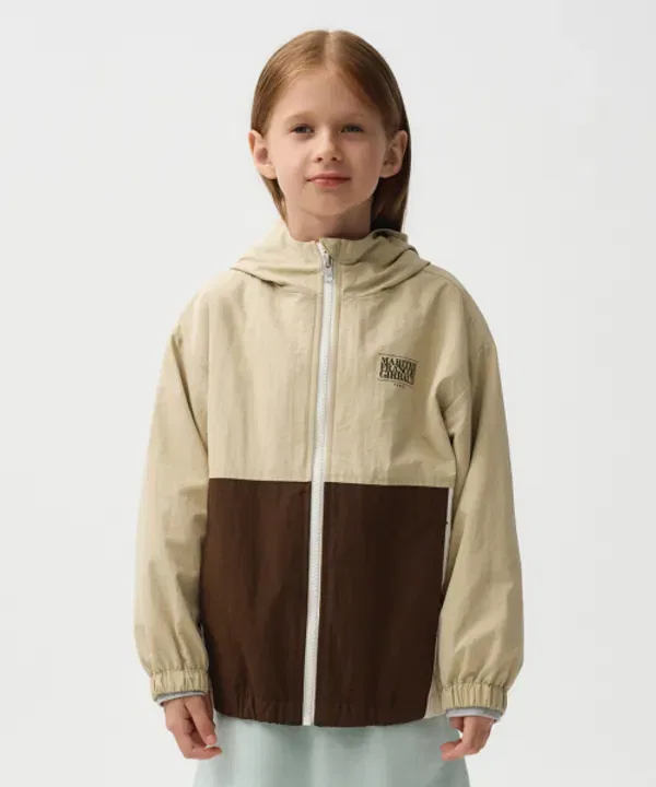 Ветровка color blocked для детей, Marithé Kids, бежевый — фото 2