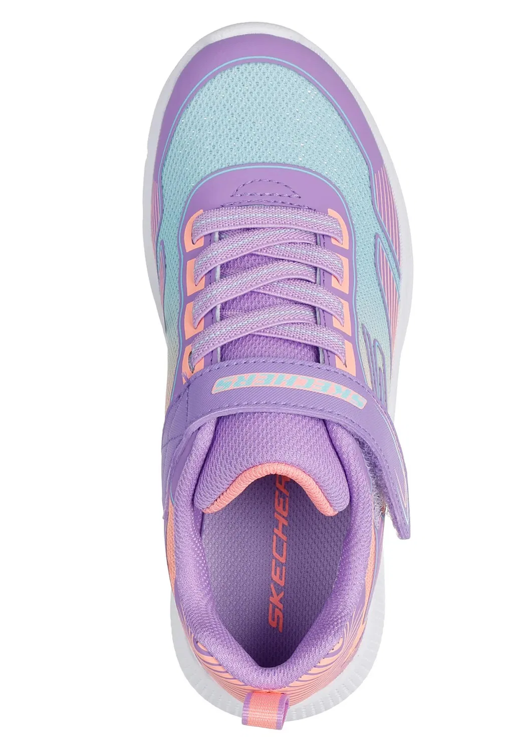 Детские кроссовки с липучками Microspec Advance-Oasis Point Skechers, Цвет Royal Purple Pastel Blue White — фото 3