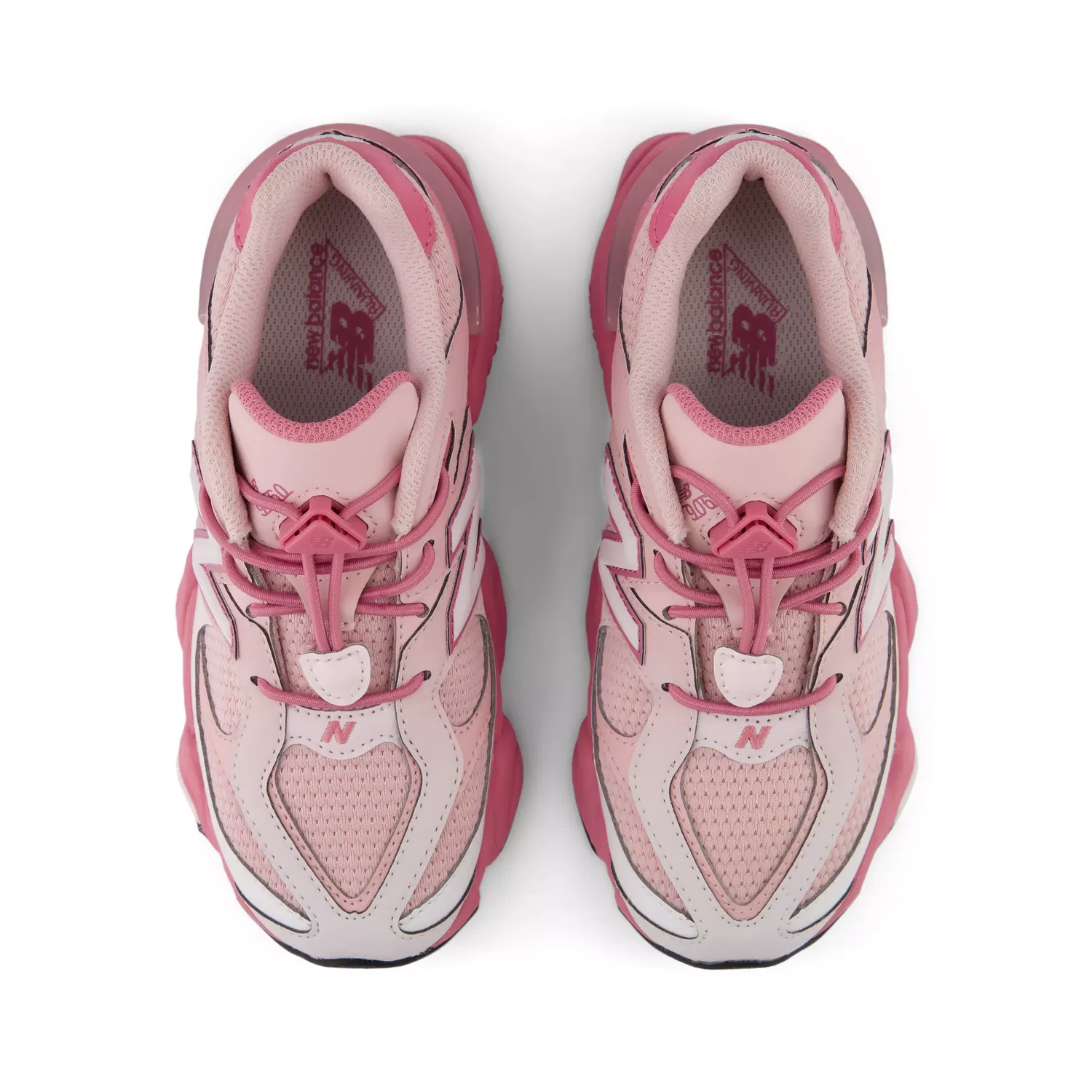 Детские кроссовки без шнуровки с сетчатым верхом 9060 Bungee New Balance, Pink Salt With Pink Eraser — фото 4