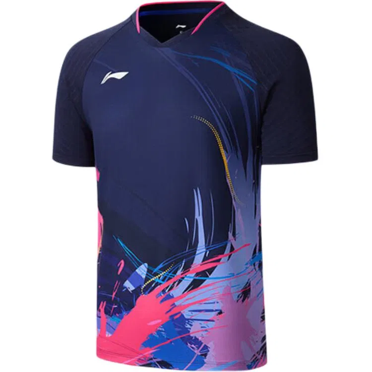 Детская футболка для бадминтона Sailor Blue V-образным вырезом Li-Ning