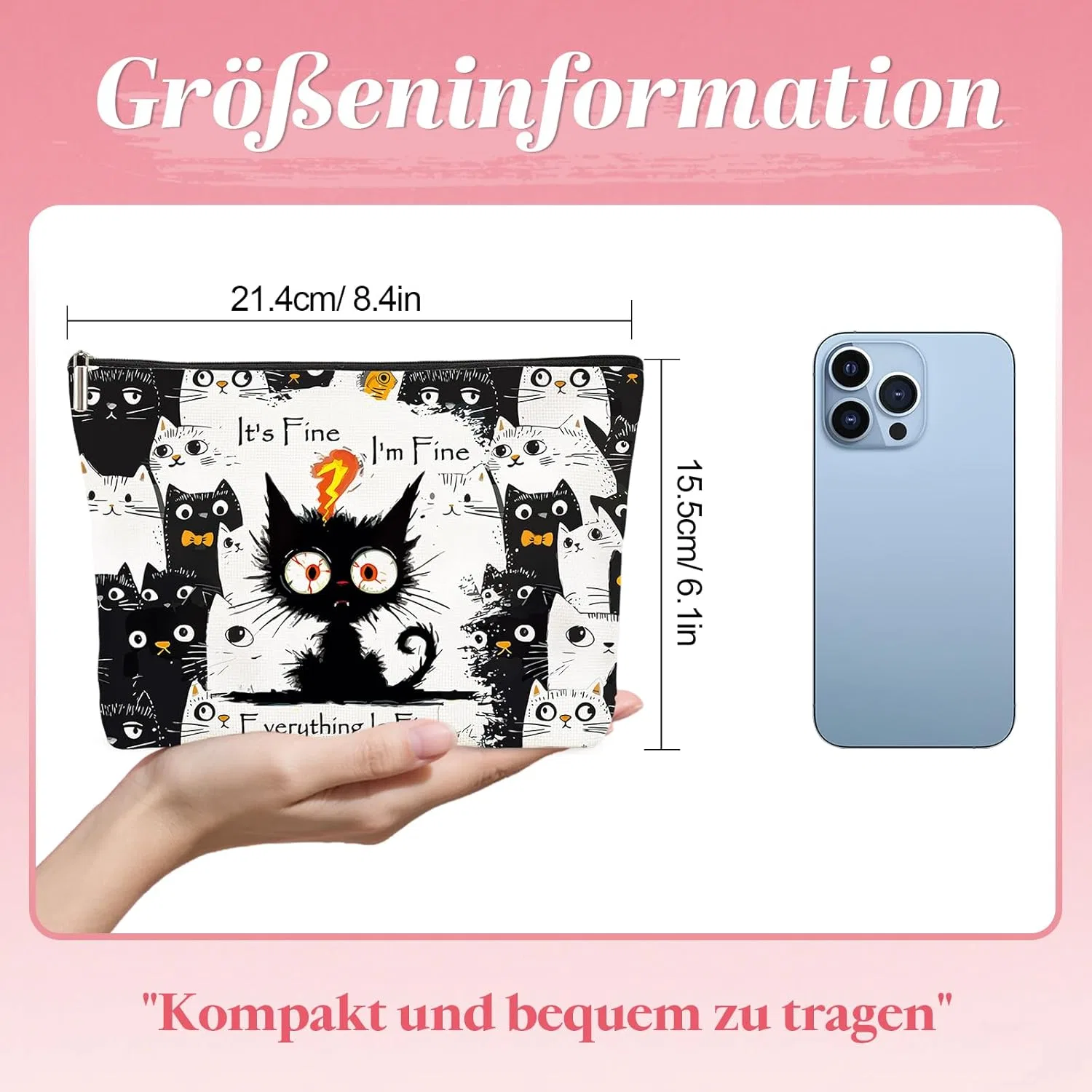 Косметичка для женщин и девочек с кошачьим принтом Joybble — фото 4