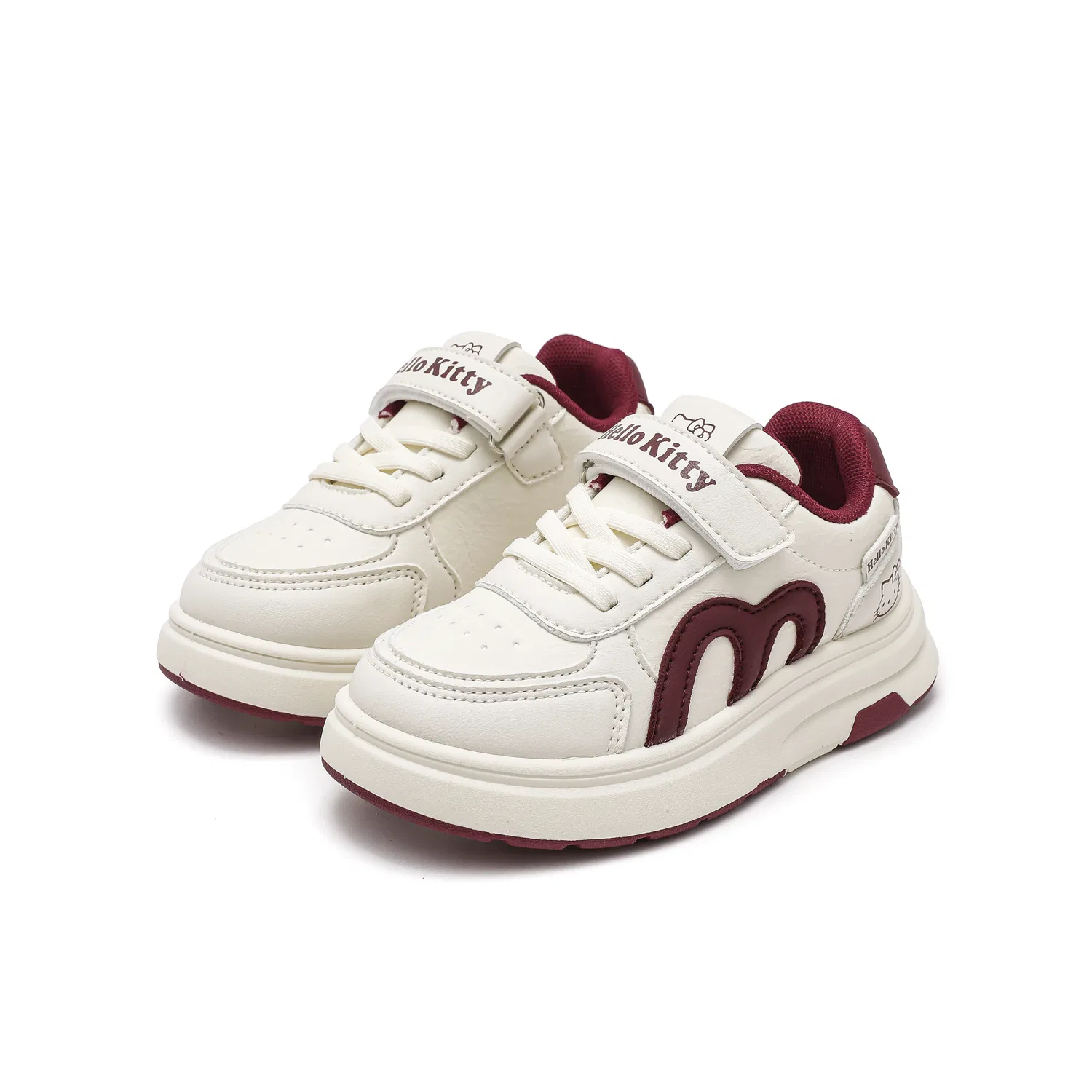Детские повседневные кроссовки Hello Kitty из синтетической кожи, Sanrio, Beige Burgundy — фото 3
