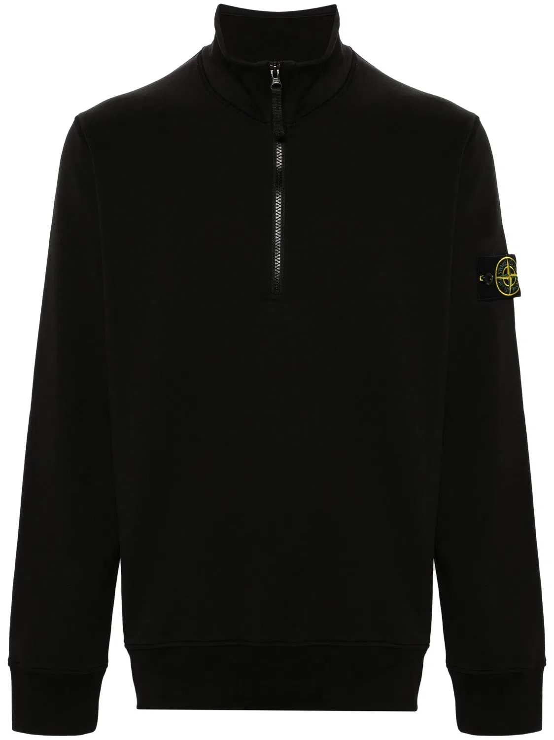 Толстовка с молнией и патчем на груди Stone Island, черный