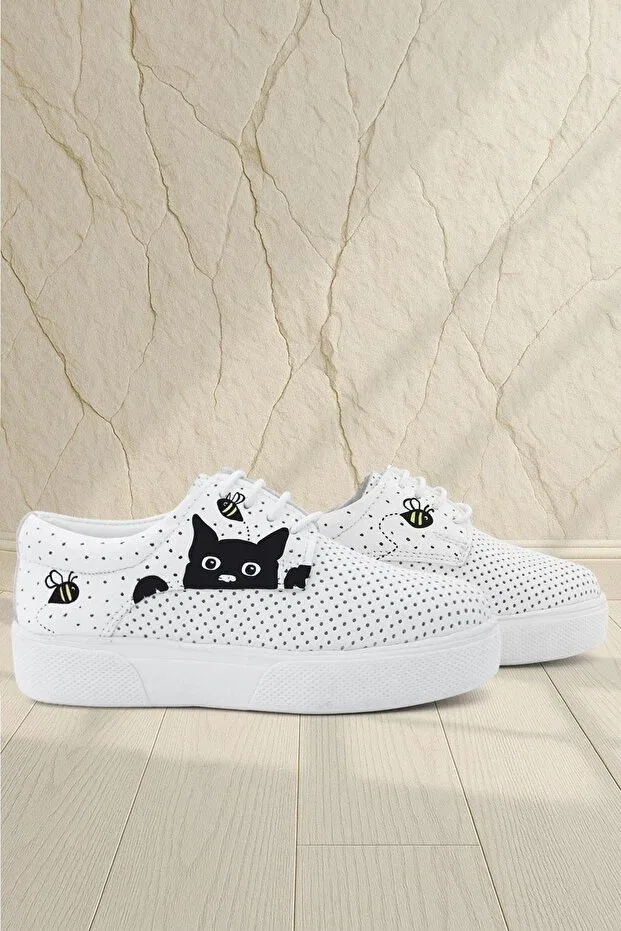 Детские повседневные туфли для девочек из натуральной кожи Tbons special design Rakerplus, White