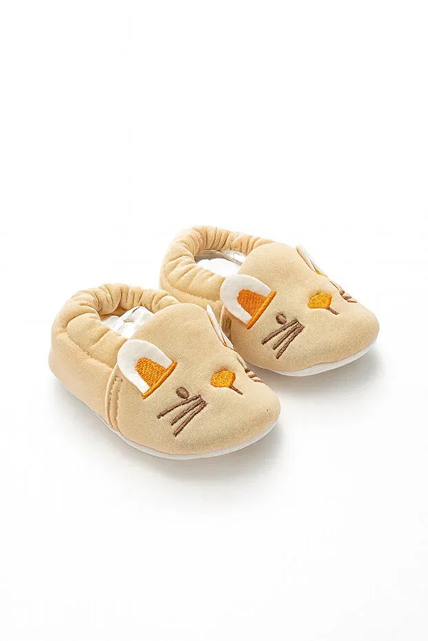 Детские пинетки с принтом Rabbit embroidered anti-slip sole 100% cotton baby booties Minissa Baby Kids, Beige