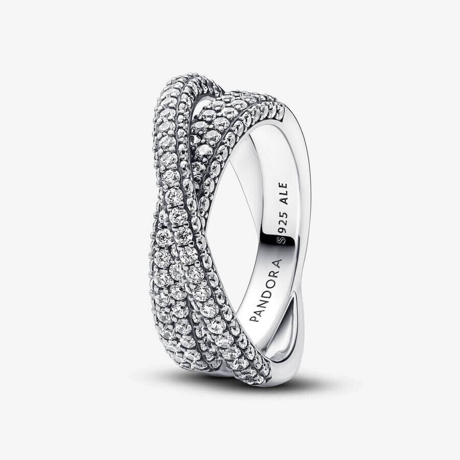 

Кольцо Pandora Timeless Pave Crossover Dual Band, серебро