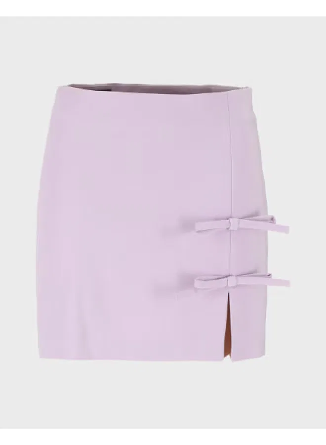 Юбка-трапеция с бантом и высоким разрезом Zara, фиолетовый
