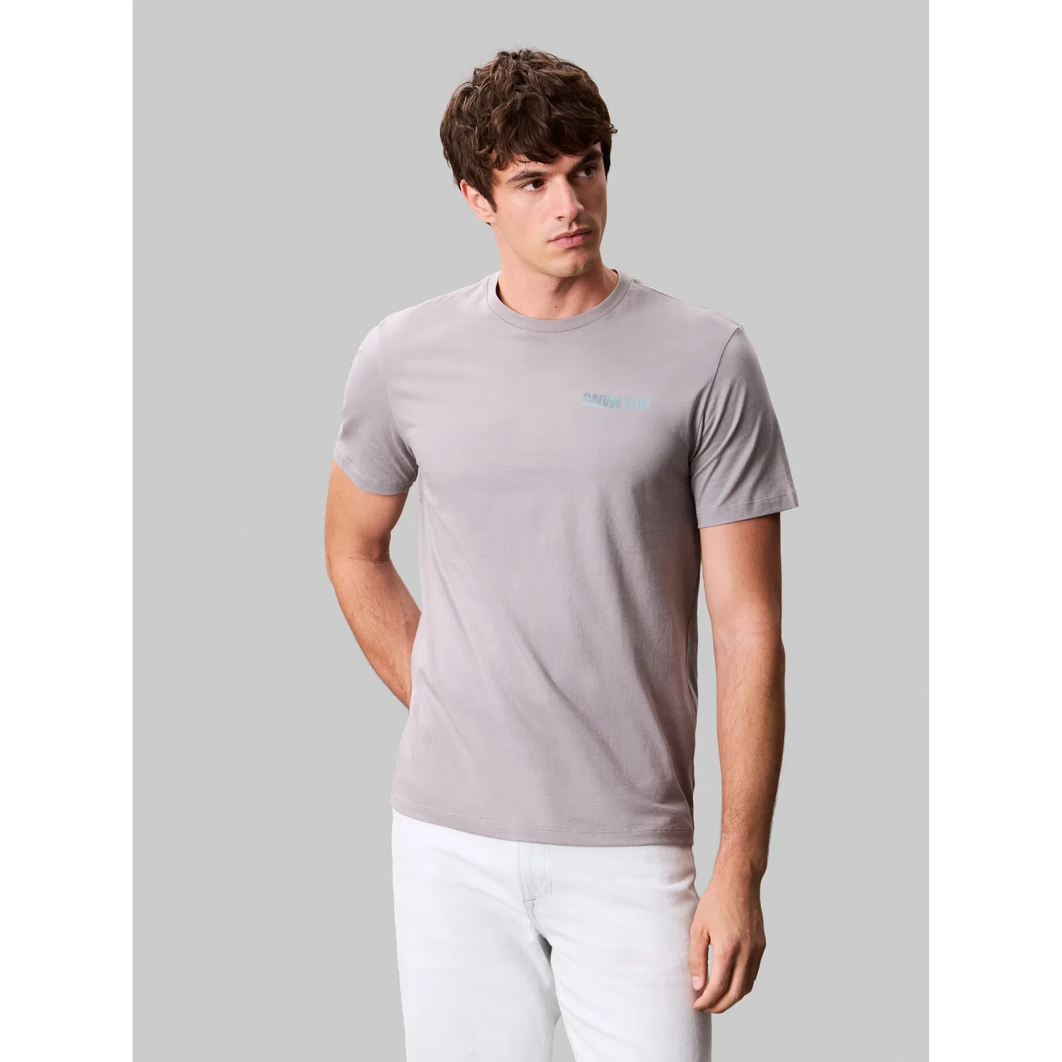 Детская хлопковая футболка с круглым вырезом Calvin Klein Jeans, Steeple Gray