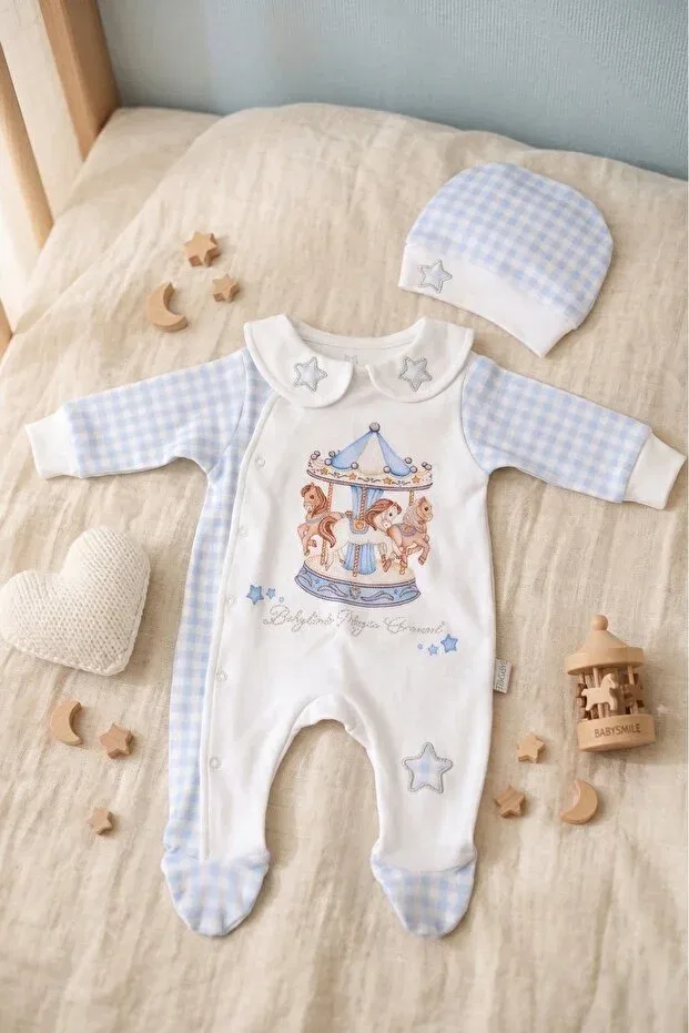 Детский комбинезон для мальчиков хлопковый Magic Carousel Babylim, Ecru