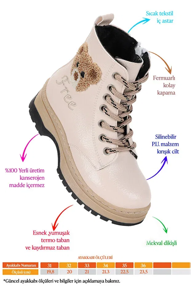 Детские ботинки для девочек с принтом Teddy wrinkled thermo sole Kiko Kids, Ten — фото 2