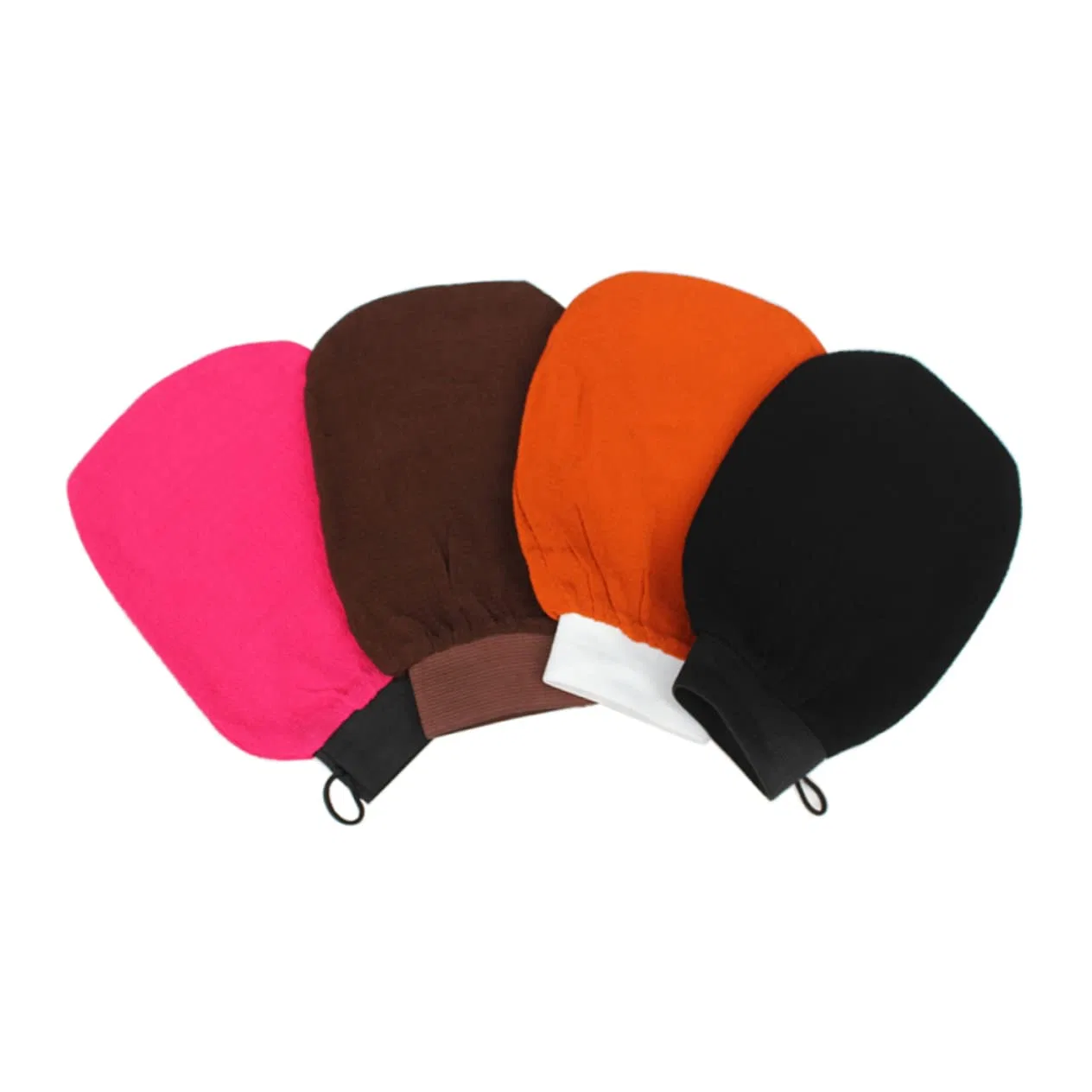 Набор эксфолирующих перчаток для душа, 4 шт, FRCOLOR, 22x15x0.5 см, Black+Orange+Coffee+Rose Red