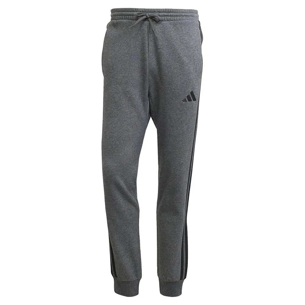 Брюки флисовые с лампасами Adidas Essentials 3 Stripes Fleece joggers, серый — фото 3