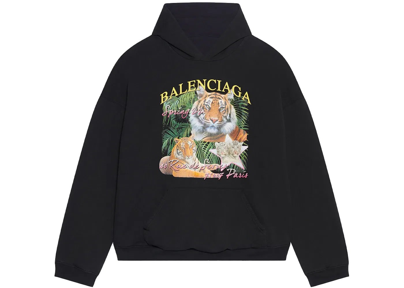 Мужской худи двусторонний с принтом FBI Year Of The Tiger Balenciaga, Dark Blue/Black/Yellow