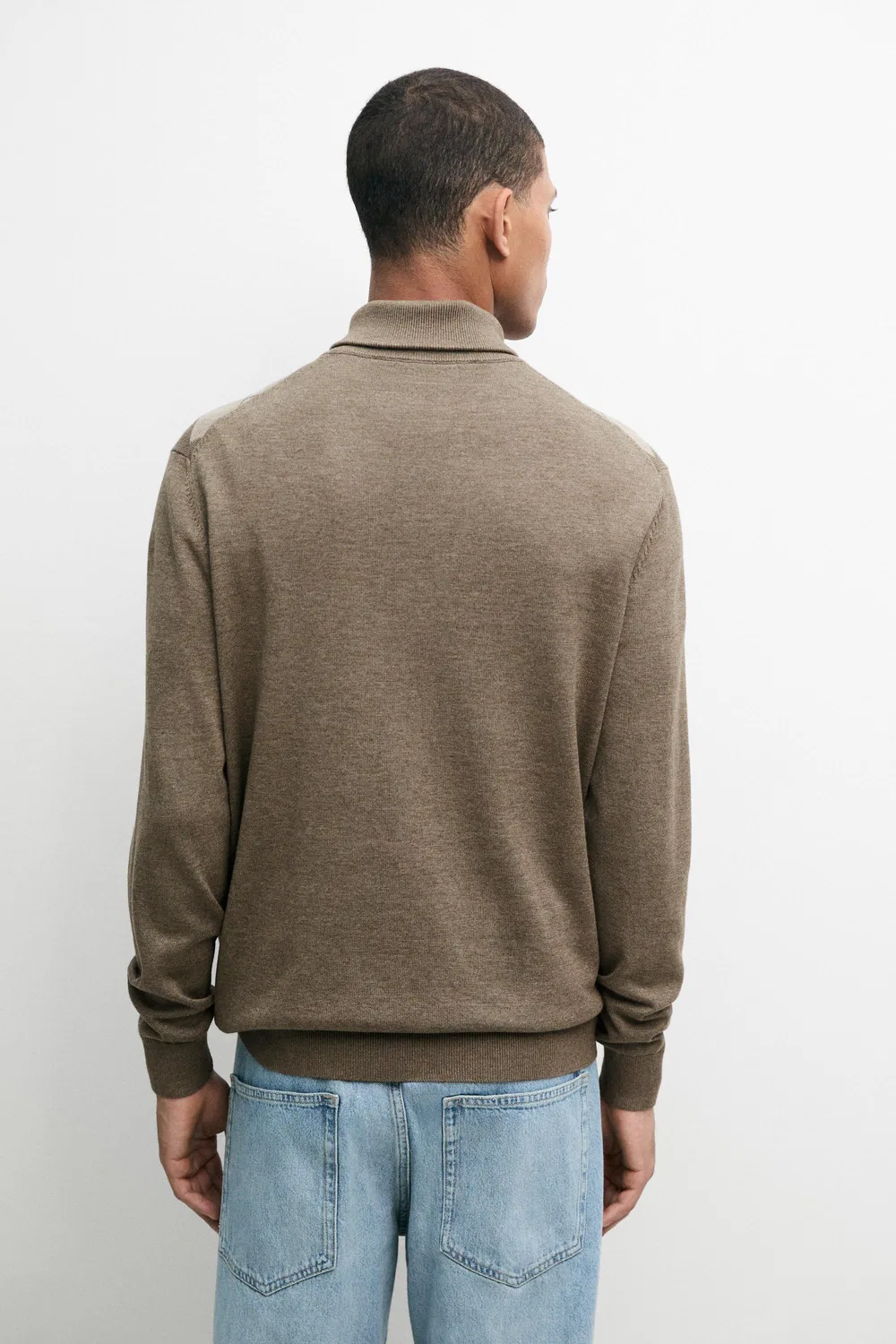 Свитер Massimo Dutti Argyle Quarter-Zip Knit, хаки — фото 4
