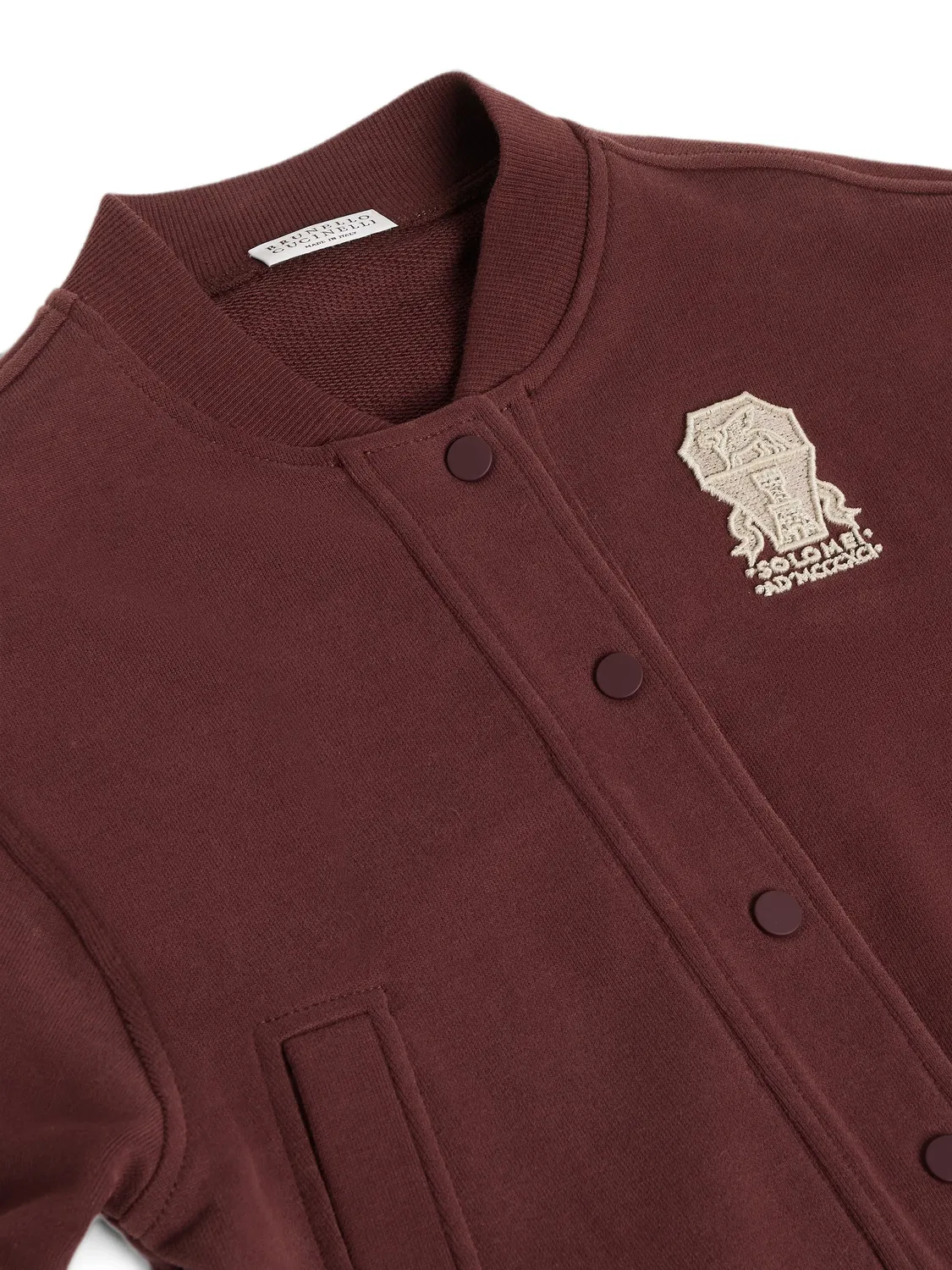 Бомбер с вышитым логотипом Brunello Cucinelli Kids, коричневый — фото 3
