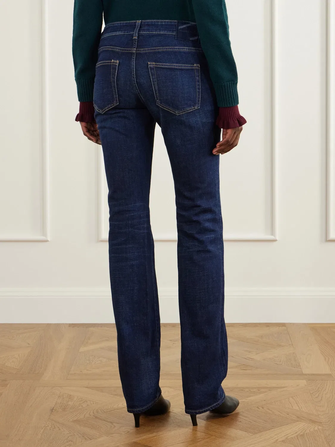 Выбеленные облегающие джинсы с высокой посадкой Acne Studios, синий — фото 4