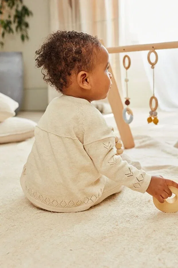 Детский комплект кардигана и леггинсов с цветочным принтом Next Baby, Nude Color — фото 2