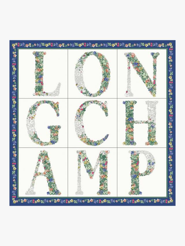 

Шелковый шарф с цветочным принтом Longchamp, Blue/Multi