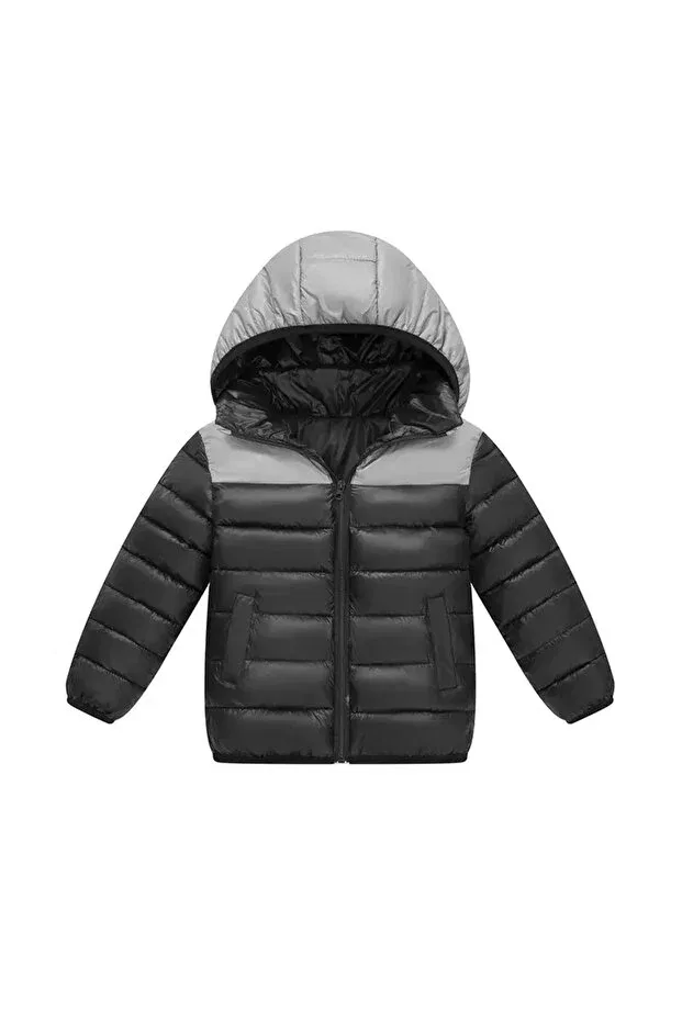 Детская зимняя пуховая куртка для девочек с капюшоном Melisam.Msg, Black Gray