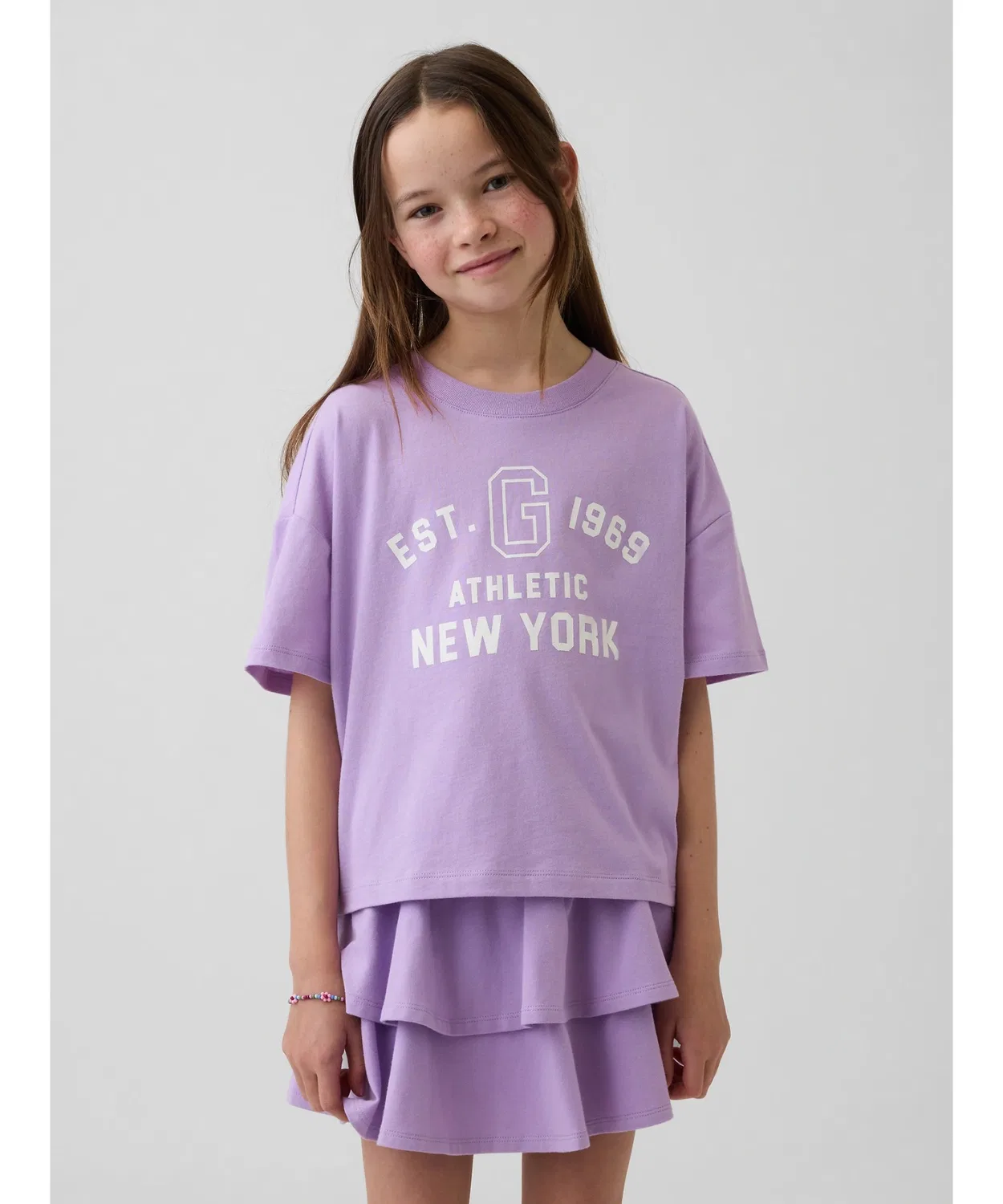 Детская футболка оверсайз с принтом GAP Logo Purple