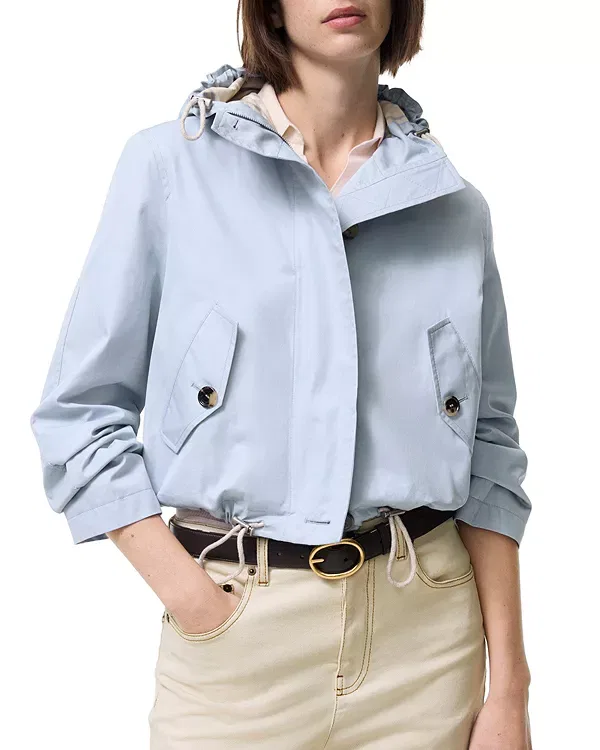Женская куртка-парка укороченная из тропической габардины модель Cropped tropical gabardine parka Burberry, Sunbleached Blue